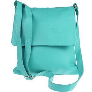 Beautiful Teal Green Soft Genuine Leather Crossbody Purse Clean Made in Italy